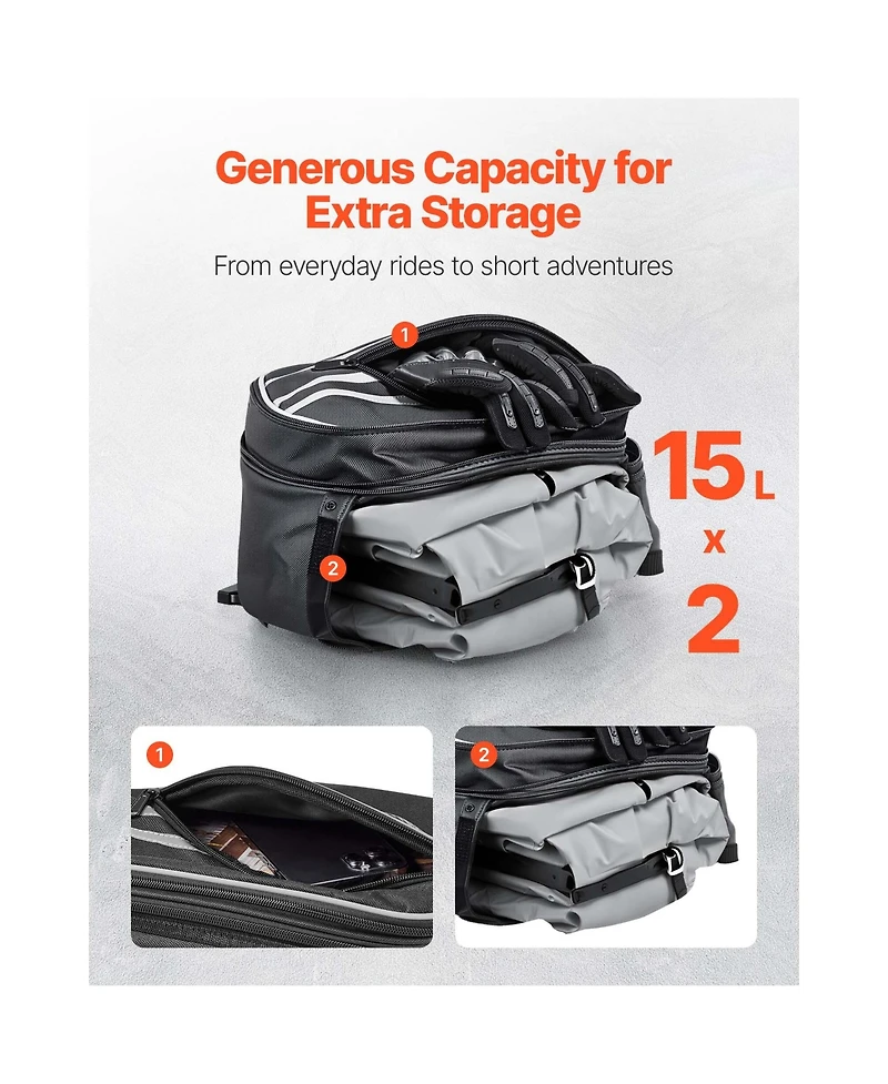 Sevorley Motorcycle Saddlebag, 30 L Dual Side Bags with Waterproof Rain Cover and Straps