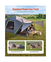 Sevorley Suv Camping Tent for 5-8 Person, 10x10 ft Waterproof PU2000mm Tent with Shade Awning