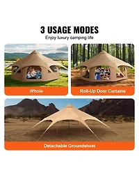 Sevorley Bell Tent 16.4 ft with Stove Jack, 4-Season Canvas Yurt Tent for 8 People Camping