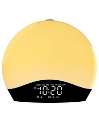 Jall Enhanced Noise Machine and Sunrise Alarm Clock with 25 Soothing Sounds 17 Night Lights Bluetooth Dual Alarms Unlimited Snooze Light