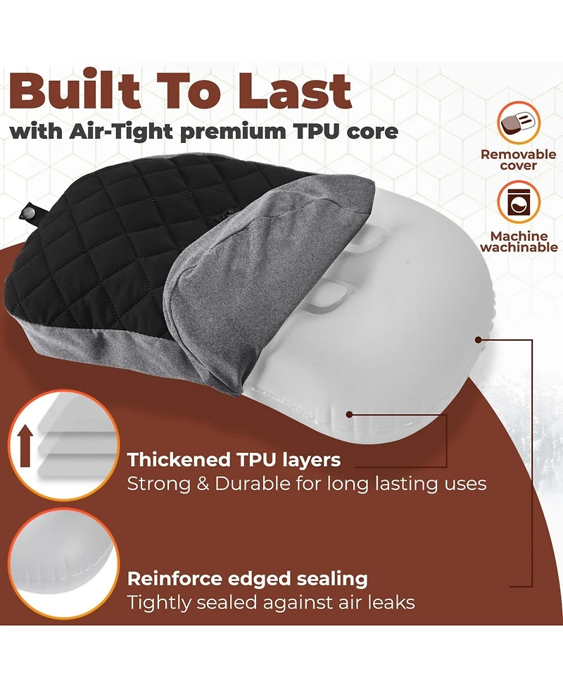 Piscifun Ultralight Inflatable Camping Pillow Removable Washable Cover Portable Backpacking Travel Gear