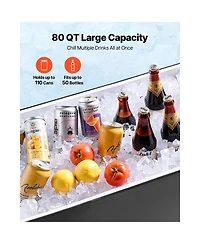 Sevorley Rolling Ice Chest Cart, 80 qt, Telescopic Handle, Holds 110 Cans