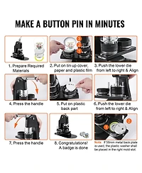 Sevorley 2-in-1 Button Maker Machine, 1.25 and 2.25 Inch Badge Press Kit with 500 Parts and Magic Book