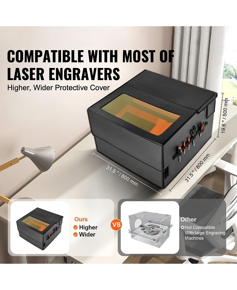 Sevorley Laser Engraver Enclosure with Exhaust Fan, Fireproof Cover