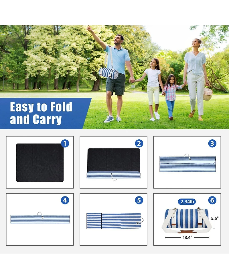 Piscifun Extra Large 3 Layer Waterproof Picnic Blanket Portable Sandproof Machine Washable Outdoor Mat