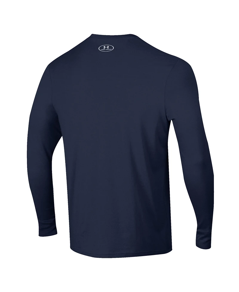 Under Armour Men's Navy Notre Dame Fighting Irish 2026 Shamrock Series Metallic Football Icon Performance Cotton Long Sleeve T-Shirt