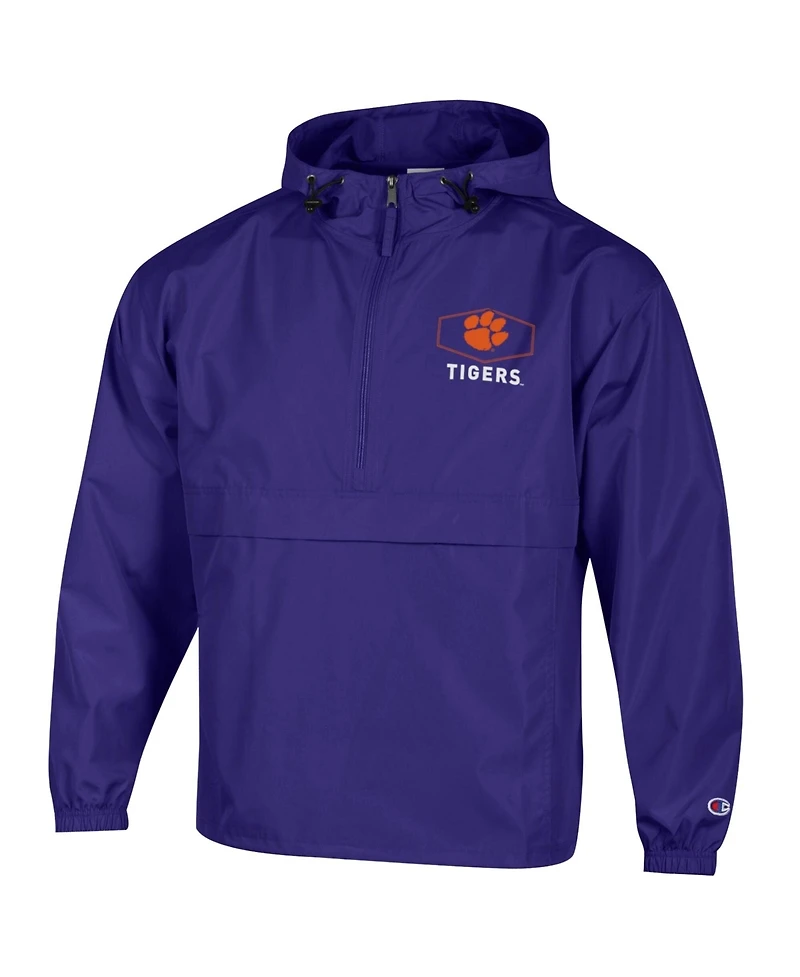 Champion Men's Purple Clemson Tigers Delay Packable Half-Zip Jacket