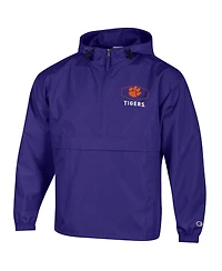 Champion Men's Purple Clemson Tigers Delay Packable Half-Zip Jacket