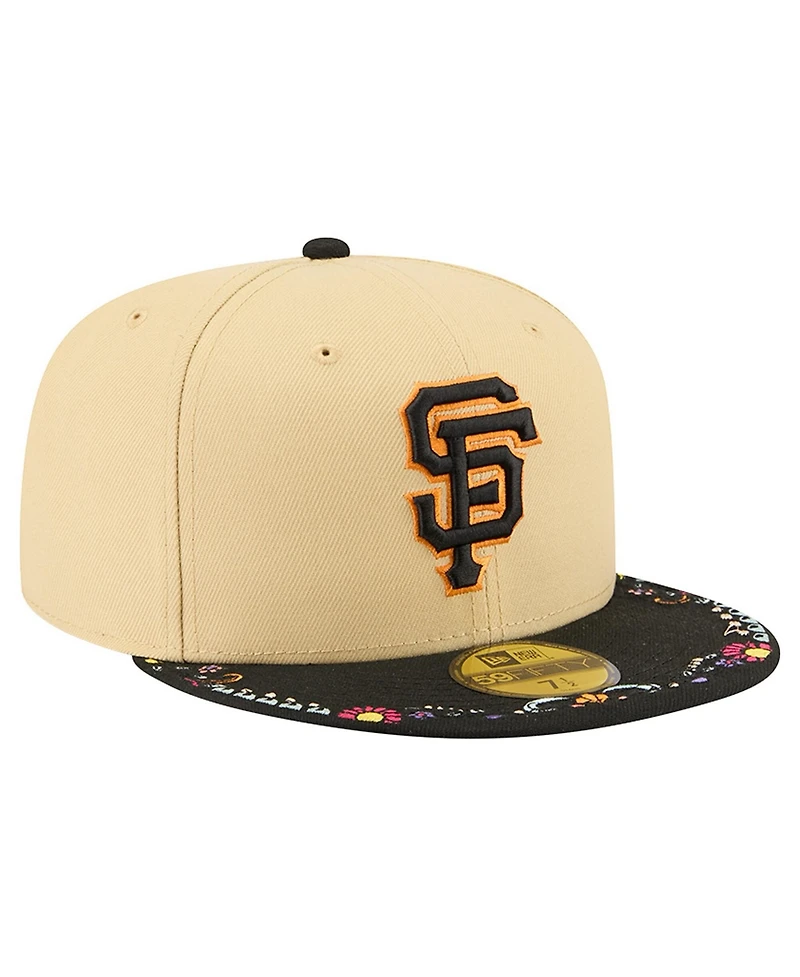 New Era Men's Light Beige San Francisco Giants Two-Tone Embroidered Visor 59FIFTY Fitted Hat