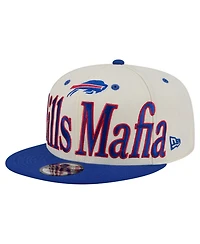 New Era Men's Cream Buffalo Bills Bills Mafia Oversized Slogan 9FIFTY Snapback Hat