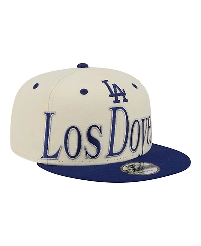 New Era Men's Cream Los Angeles Dodgers Oversized Slogan 9FIFTY Snapback Hat