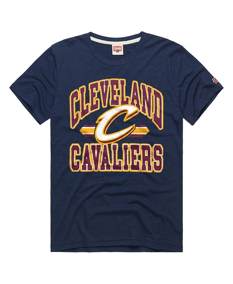 Homage Men's and Women's Navy Cleveland Cavaliers Stripes Tri-Blend T-Shirt