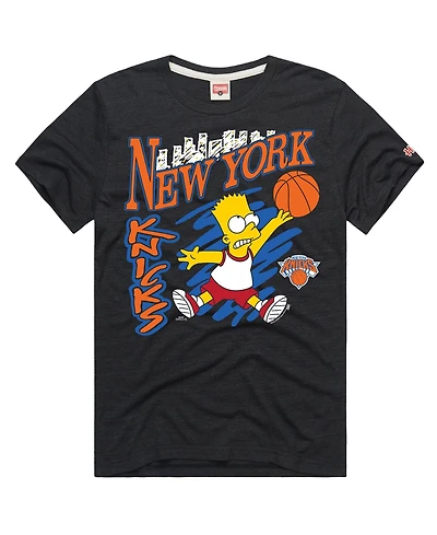 Homage Men's and Women's Charcoal New York Knicks x The Simpsons Bart Tri-Blend T-Shirt