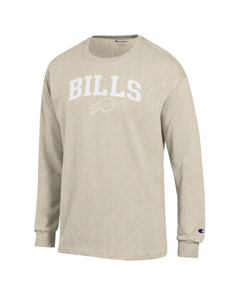 Champion Men's Heather Oatmeal Buffalo Bills White Ink Jersey Long Sleeve T-Shirt