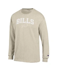 Champion Men's Heather Oatmeal Buffalo Bills White Ink Jersey Long Sleeve T-Shirt