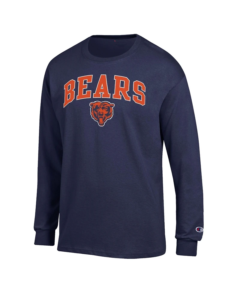 Champion Men's Navy Chicago Bears Arch Over Logo Long Sleeve T-Shirt