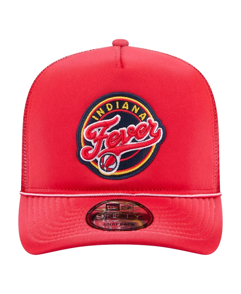 New Era Men's and Women's Red Indiana Fever Worn Foam Front 9FIFTY A-Frame Trucker Rope Snapback Hat