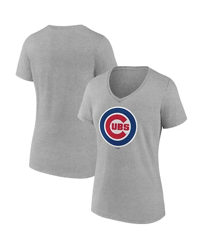 Logo Athletic Women's Gray Chicago Cubs V-Neck T-Shirt