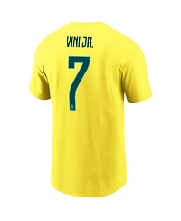 Nike Men's Vini Jr. Yellow Brazil National Team Name Number T-Shirt