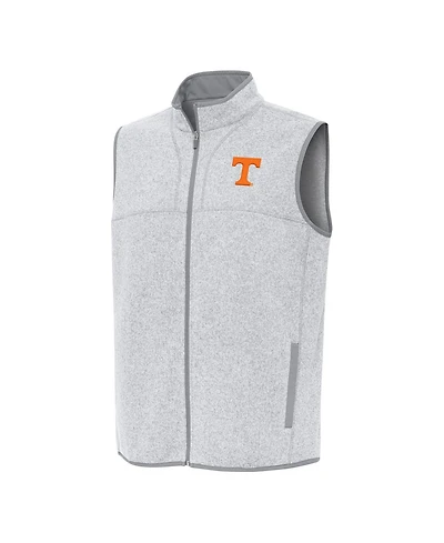 Antigua Men's Heather Gray Tennessee Volunteers Fortune Full-Zip Vest
