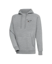 Antigua Men's Heather Gray Philadelphia Eagles Throwback Logo Victory Pullover Hoodie