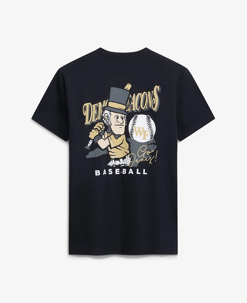 Image One Men's Black Wake Forest Demon Deacons Drawn Mascot Baseball T-Shirt