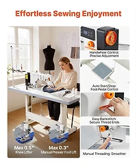 Sevorley Industrial Lockstitch Sewing Machine, 550W Servo Motor with Table Stand