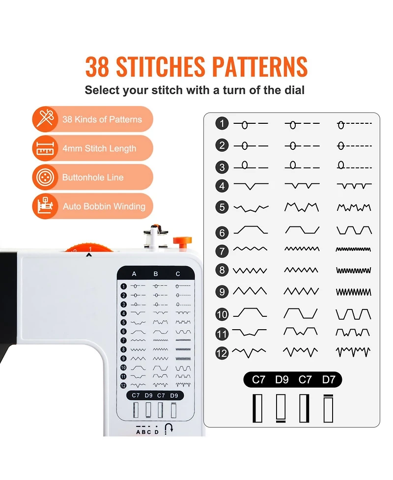 Sevorley Portable Sewing Machine for Beginners, 38 Stitches with Extension Table and Foot Pedal