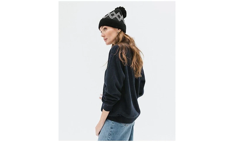 Gigi Pip Women's Retro Ski Style Winter Hat with Fluffy Yarn Pom