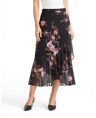 Ellen Tracy Women's Ruffle Hem Mesh Skirt