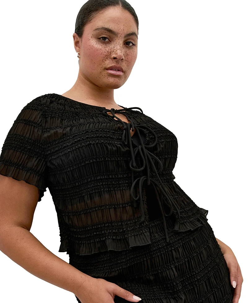 City Chic Women's Plus Emelia Shirred Top