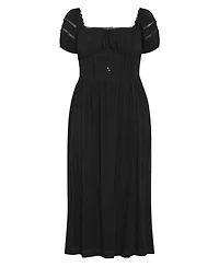City Chic Women's Arielle Lace Trim Maxi Dress