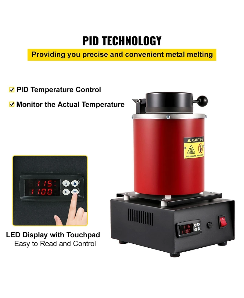 Sevorley 3 Kg Digital Gold Melting Furnace, 1350W with Ceramic Crucibles