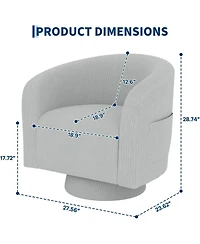 homfan Swivel Accent Chair – 360degree(s) Barrel Armchair with Wood Base, Rounded Back and Curvy Armrest, Corduroy Club Chair for Living Room