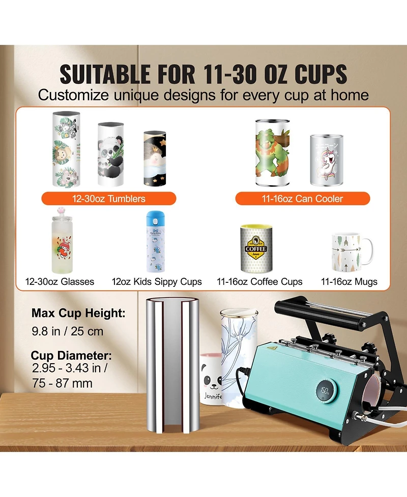 Sevorley Tumbler Heat Press Machine for 11-30 oz Sublimation Cups