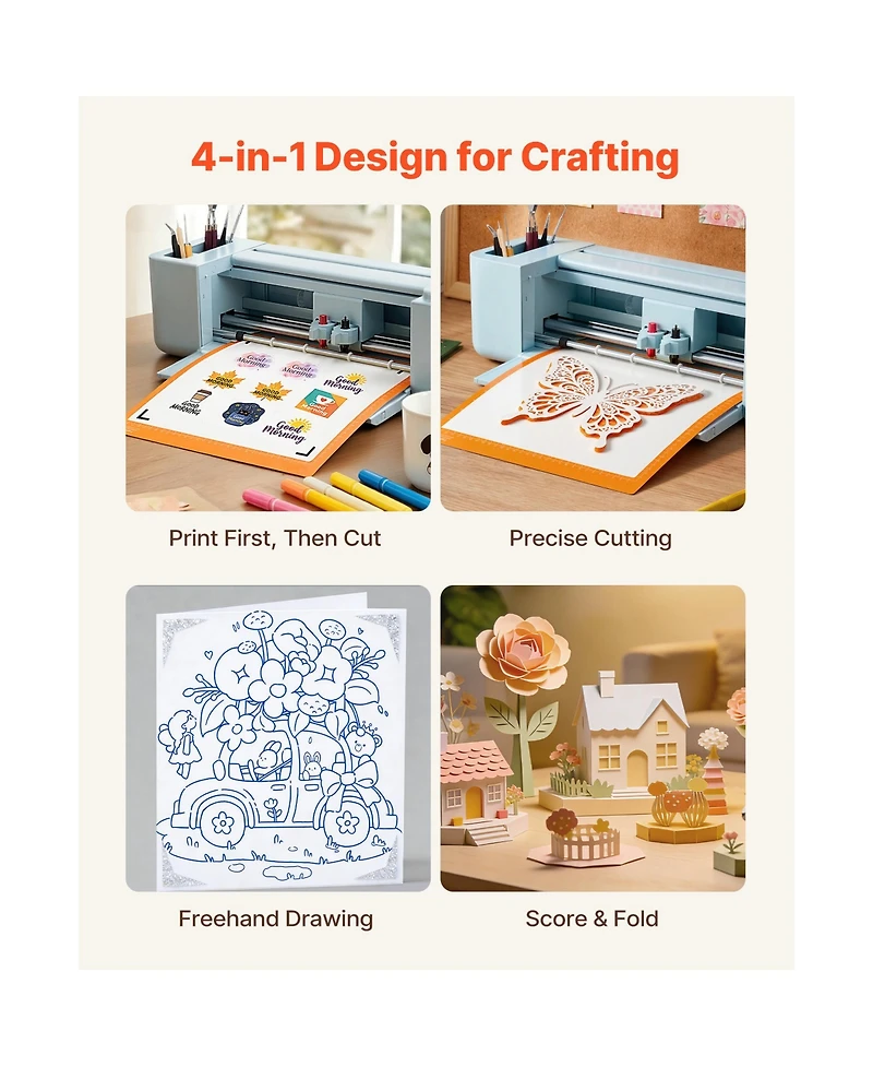 Sevorley Vinyl Cutting Machine, Button-Controlled Smart Cutter with 20,000 Plus Built-In Designs