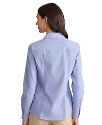 Jones New York Petite Easy Care Button-Up Long-Sleeve Blouse