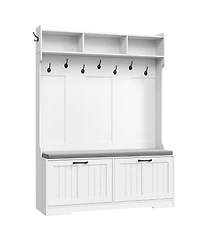 Slickblue Entryway Hall Tree with Shoe Cabinet, Coat Rack And Storage Bench for Hallway and Foyer