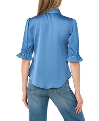 CeCe Women's Collared Balloon 3/4-Sleeve Button-Front Blouse