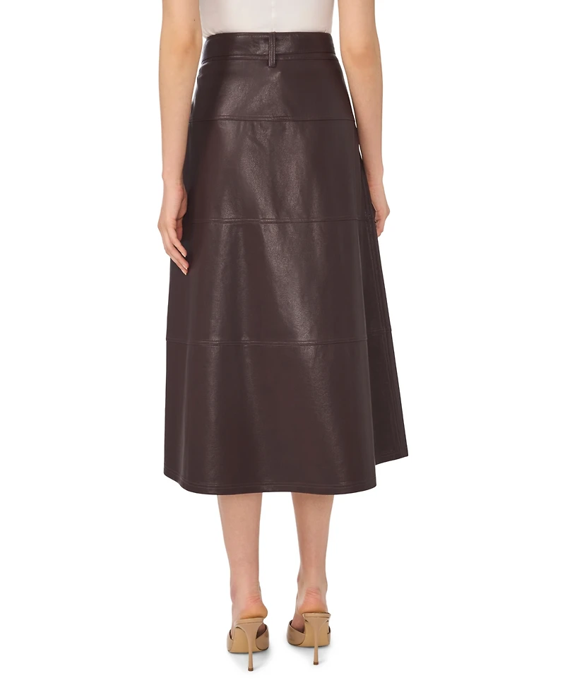 CeCe Women's High-Waisted A-Line Tie Belt Midi Skirt