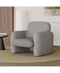 homfan Modern Accent Chair, Upholstered Reading Armchair with Wood Frame, Plush Chenille, for Living Room, Bedroom and Corner