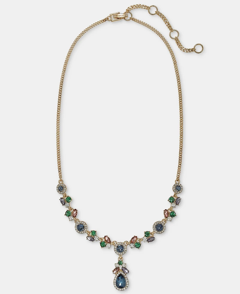 Givenchy Stone Pear-Shape Halo Lariat Necklace, 16" + 3" extender