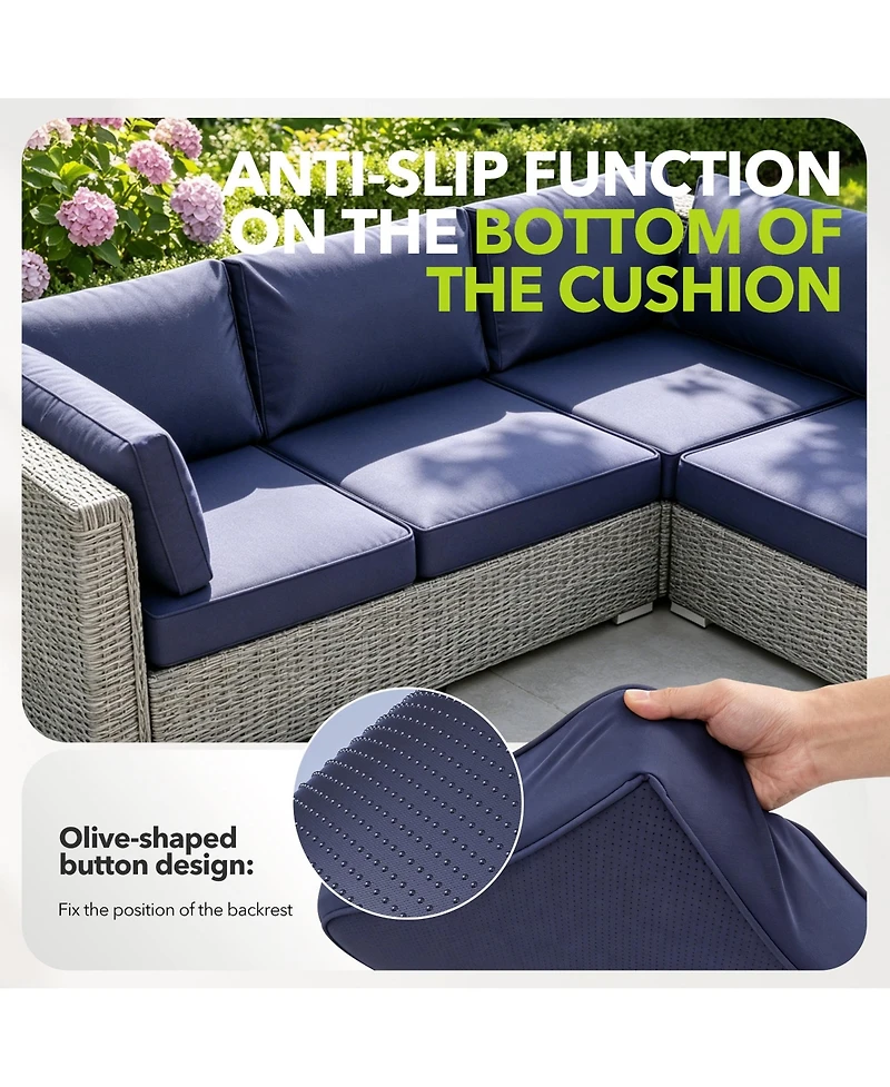 gaomon Patio Furniture Cushions Set 14-Piece,Replacement Outdoor for 6-Seat Sectional,Deep Seat Cushion Sofa