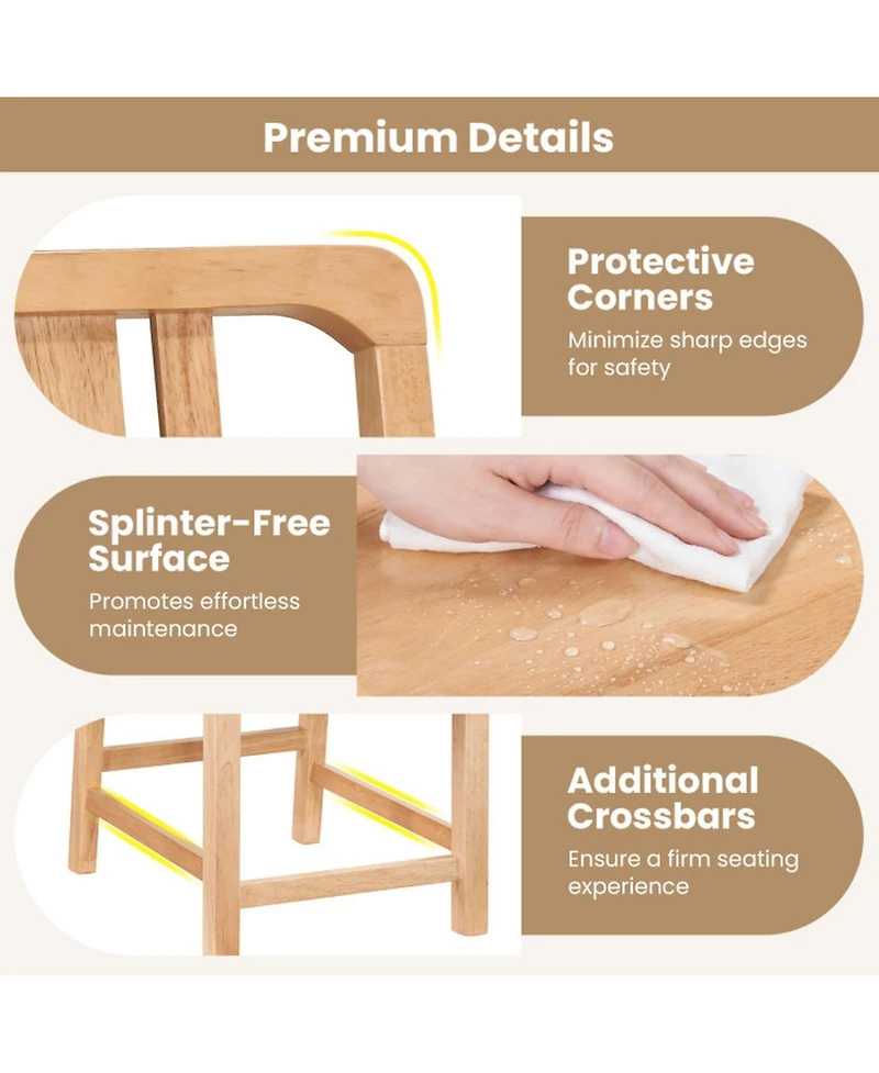 Sugift Rubber Wood Dining Chairs with Breathable Hollowed Backrest