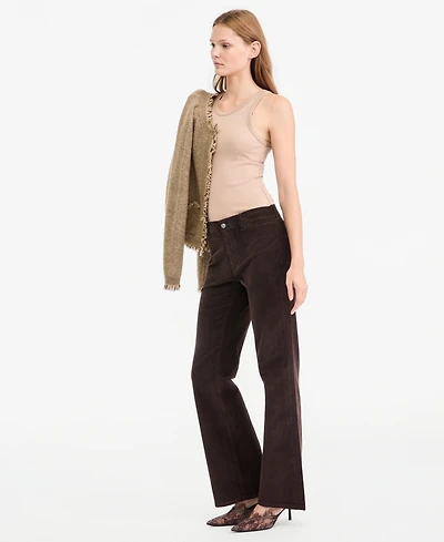 Kobi Halperin Women's Luelle Corduroy High-Waist Straight-Leg Pants