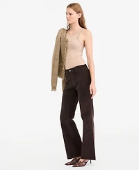 Kobi Halperin Women's Luelle Corduroy High-Waist Straight-Leg Pants