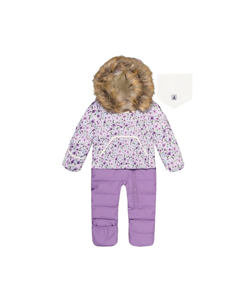 Deux par Baby Girl Snug One Piece Snowsuit Adapted for Car Seats Printed Mini Flowers