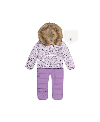 Deux par Baby Girl Snug One Piece Snowsuit Adapted for Car Seats Printed Mini Flowers