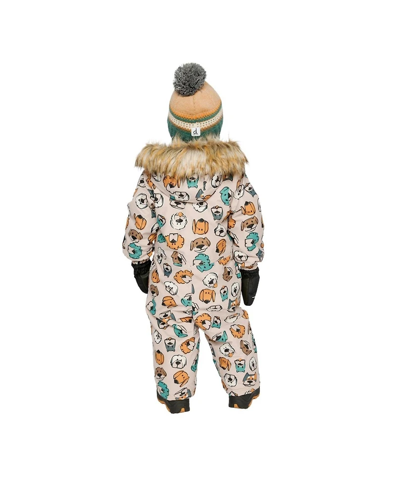 Deux par Baby Boys One Piece Snowsuit Adapted for Car Seats Dog Print
