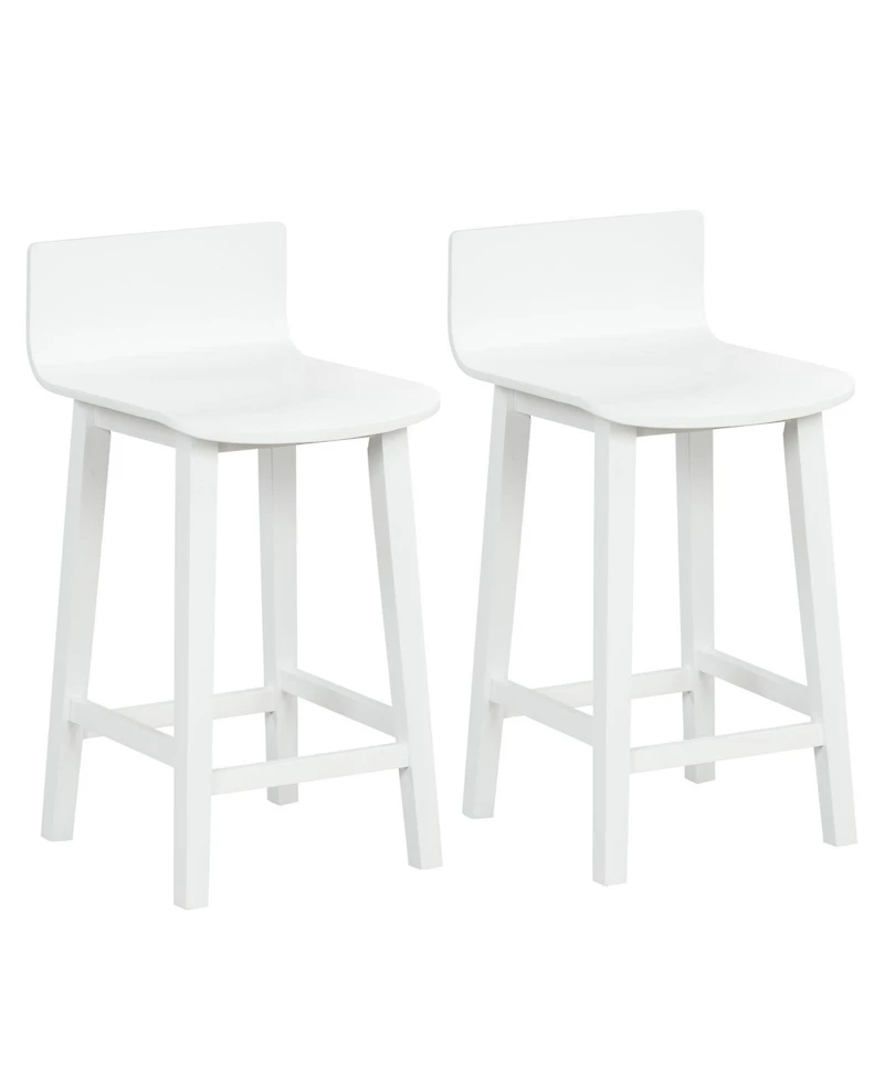 Wooden Bar Stools Set of 2 with Solid Backrest and Seat Design